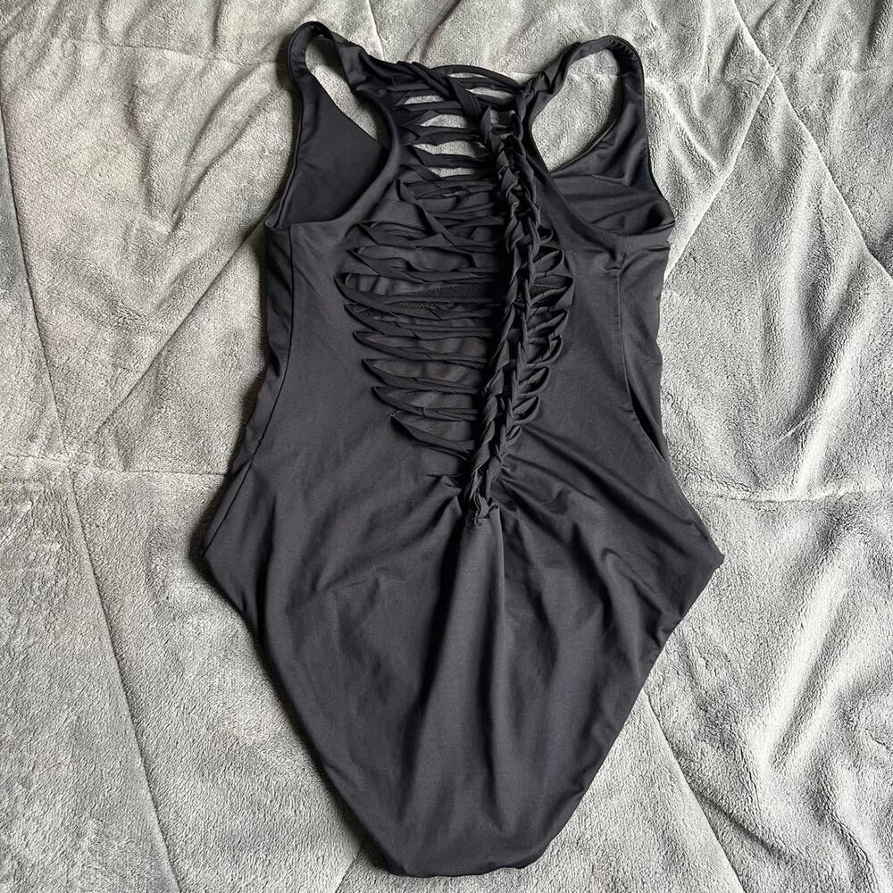 Becca by Rebecca Virtue black one piece swimsuit with cut-out back size large - Picture 2 of 8